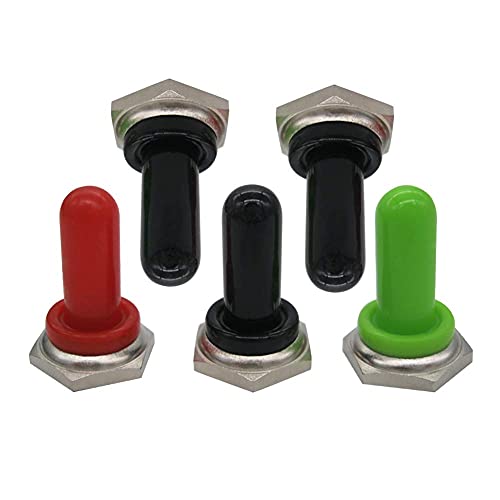 Mxuteuk 3Pcs Heavy Duty Rocker Toggle Switch 16A 250V 20A 125V Dpdt On/Off/On 6 Pin 3 Position + 5Pcs Metal Knob Cover Cap Waterproof Ten-1322-5Mz-B203 #TOP3