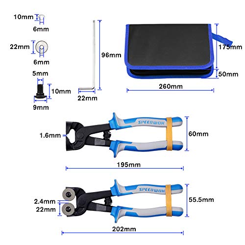 Speedwox 18Pcs Mosaic Tools Beginners Set Ceramic Tile Nippers Mosaic Cutting Pliers With Replacement Cutting Wheel Scrapers Tweezers Double-Ended Hook Spatula Sponge Cleaning Cloth Leather Zipper Bag #TOP5