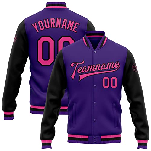 Custom Letterman Jacket, Custom Varsity Jacket, Purple Varsity Jacket, Custom Purple Gold=Black Bomber