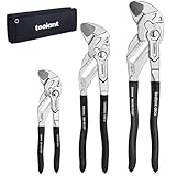 toolant 7/10/12-Inch Chrome Plated Pliers Wrench Set, CR-V Adjustable Wrenches with Anti-Rust Coating, Smooth Parallel Jaws, Comfort Grip, Storage Pouch for Home Repair, Plumbing, Nuts & Pipes