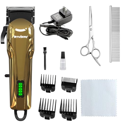 Dog Clippers Pet Grooming Kit: Cordless Dogs Clippers with Cloth Dog Grooming Kit for Heavy Thick Hair Coats Low Noise Pet Shavers Clippers Upgraded Professional Rechargeable Plating Clippers