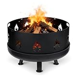 Funkenschutz Feuerschale Verstellbarer Ø 95–100 cm, Funkengitter mit Griff, 1,2mm Starkes Stahlblech, 4-teilig Steckbar, perfekt für Garten & Terrasse, Schwarz