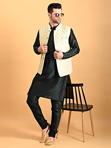 Image of Uri and MacKenzie Men's Silk Blend Kurta Pajama with Designer Ethnic Nehru Jacket /Modi Jacket