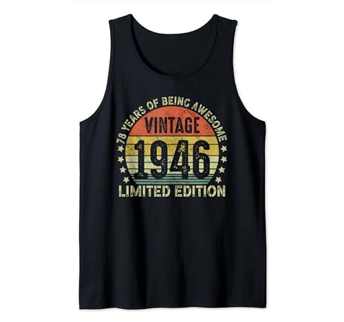 Regalos de 78 años Vintage 1946 Edición Limitada 78 Cumpleaños Camiseta sin Mangas