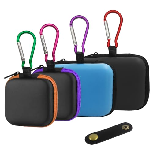 4 Fundas para Auriculares y 1 Clip de Cable, FineGood portátil EVA...