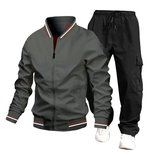 Ensemble veste et pantalon patchwork de sport pour hommes décontracté automne hiver