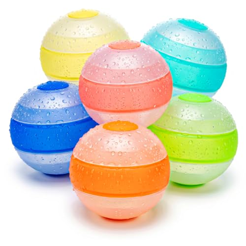 6 PCS Reusable Water Balloons Water Balloons Quick Fill Self Sealing Water Balloon Non-Magnetic Soft Silicone Waterboms for Kids Boys Girls Adults to Play Beach Pool Beach Outdoor Toys