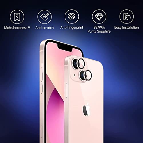 Image of CASEKOO Metallic Camera Ring Lens Protector with Glass Compatible for iPhone 13 / iPhone 13 Mini Pink (Pink)