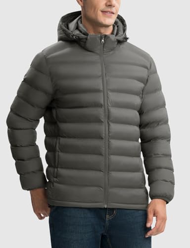 Image of Rdruko Men's Puffer Jacket with Detachable Hood Lightweight