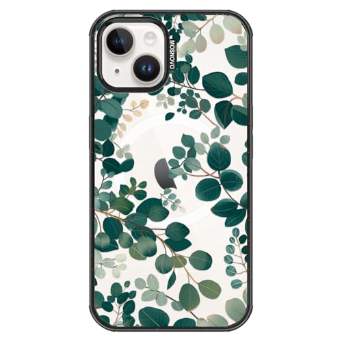MOSNOVO for iPhone 13/14 Case for MagSafe, Eucalyptus, Black