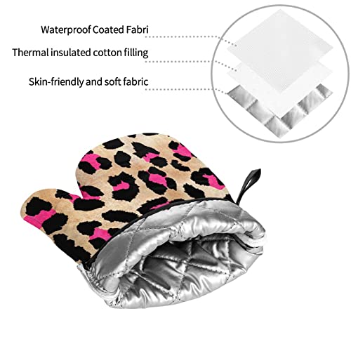 Oven Mitts And Pot Holders Sets Of 4 High Heat Resistant Leopard Oven Mitts With Oven Gloves And Hot Pads Potholders For Kitchen Baking Cooking Bbq Non-Slip Cooking Mitts #TOP7