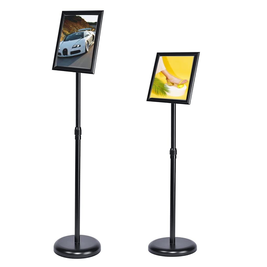 Soporte de Suelo Ajustable para Carteles, Soporte de Aluminio para pósteres, Estante publicitario, Soporte de pie para Carteles publicitarios en Tiendas y Negocios, Negro-A4