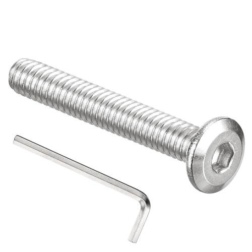 PATIKIL 1/4-20 x 1-3/4" Flat Head Hex Socket Cap Screw Bolt, 10PCS 304 Stainless Steel 18-8 Furniture Bolt with Hex Allen Wrench for Bed Repairs Ship Assembly Mechanical Industry, Silver