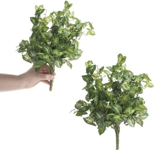 Factory Direct Craft Set of 2 Dewy Artificial Variegated Ivy Floral Bushes