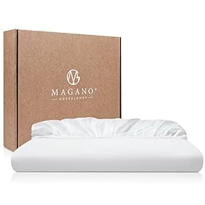 MAGANO® Luxus Spannbettlaken – Bambus & Baumwolle Satin – 400 TC Premiumqualität – Spannbetttuch (Weiß, 140×200 cm)