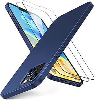 TORRAS Ultra thin Protective iPhone 13 Case[Fully Protective yet Slim Grip][Specially with 2*Screen Protectors] Hard iPhone 13 Phone Case Silky Matte Finish iPhone 13 Case Cover(Decency Series)-Blue