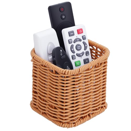 NiHome Remote Caddy, Bedside Remote Control Holder, Synthetic Rattan Organizer