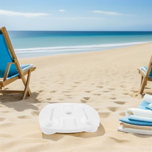 Plateau de Table pour Parasol de Plage Blanc Stable Évite le Sable dans vos Collations