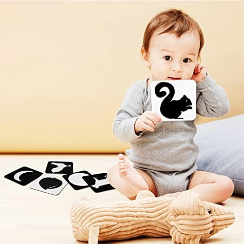 48 Pictures Black and White Baby Flash Cards Sensory Toys High Contrast Baby Sensory Cards Visual Stimulation Cards for 0-6 Months Newborn Baby(24pcs)