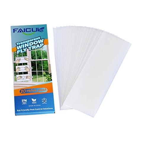 Faicuk 20-Pack Clear Window Fly Traps Sticky Fly Strip for Indoor Houseflies Nontoxic and Pesticide-Free Cover