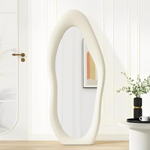 Modern Full Length Mirror with Velvet Frame – Wavy Design 60x160CM