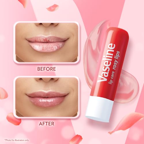Image of Vaseline Lip Care | Rosy Lips Tinted Lip Balm Stick | up to 48Hr moisturization | with almond oil & rose extract | made in South Korea | 4.8g
