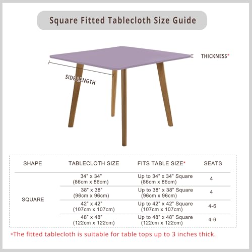 Sofits Solid Color Light Purple Square Tablecloth 48x48 Inch Fitted Patio Coffee Table Cover with Elastic Stretchy Washable Fabric Outdoor Table Cloth Wrinkle Free Non Slip by Sofits - Image 6