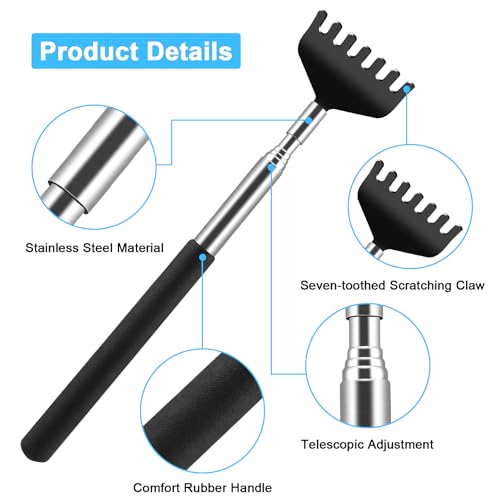 HOFASON 6 Pack Back Scratcher Gifts for Men Women, Stocking Stuffers White Elephant Gifts for Adults, Game Prizes for Adults Extendable Portable Massager Tool Thanksgiving Birthday Gifts for Men Women - Thumbnail 2