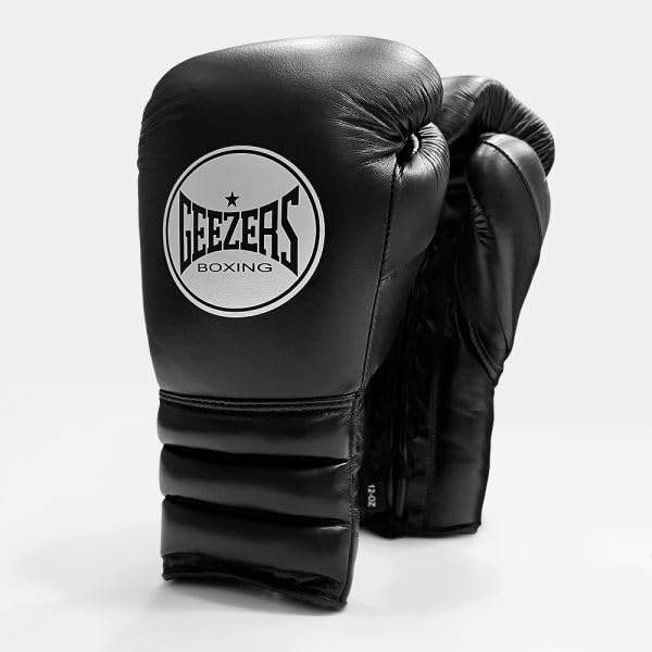 Geezers Halo Training/Sparring Boxing Gloves - Lace (BLACK, 20OZ) โ image 1