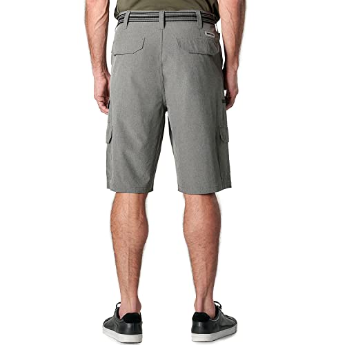 Iron Clothing Men Belted Stretch Microfiber Cargo Short (As1, Numeric, Numeric_32, Numeric_44, Regular, Short, Heather Grey, 32 Short #TOP2