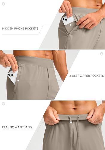 Soothfeel Calças de treino atléticas masculinas com bolsos com zíper e bolsos para golfe, Pó de carb