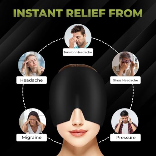 Image of LUMONY Migraine Relief Cap for Headache & Migraine Pain | Hot & Cold Therapy Cooling Gel Mask | Sinus, Stress, Tension Relief Head Wrap | Reusable Ice Pack Cap for Men & Women (Multicolor)