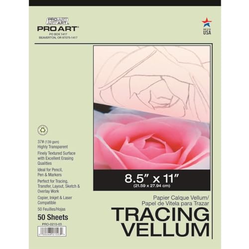 PRO ART Tracing Paper, 8-1/2-inch x 11-inch, 50 Sheet Tape Bound Pad, Translucent