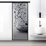 BOSS Black Porta Scorrevole in vetro modello DANCE 90x215 cm (60/80/90 cm) 8 mm, vetro Grigio, Nano rivestito nero, kit hardware complete nero opaco (90x215 cm, SINISTRA)