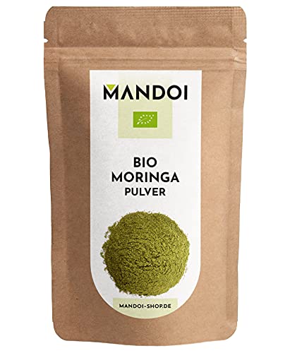 Mandoi BIO Moringa Pulver 250g, Bio Moringapulver in Rohkost Qualität. Organic Moringa Powder Cover