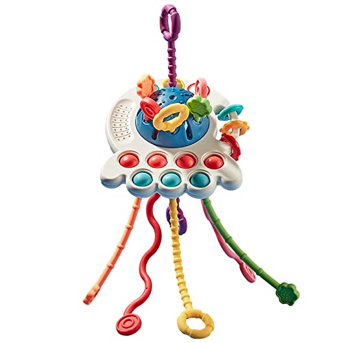 Brinquedos Sensoriais de OVNIs, Brinquedo colorido da corda da tração do produto comestível do UFO,