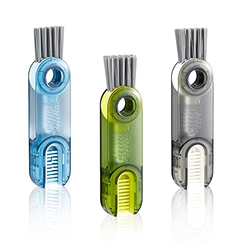 YEJAHY 3 Piezas 3 en 1 Cepillo de Limpieza de la Tapa de la Taza de la Botella pequeña Multifuncional, Cepillo de Limpieza diminuto, Herramientas limpiadoras de Paja para Limpiar Cover