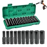 10 Pcs Deep Impact Socket Set, 1/2" Socket Sets 10-24mm Hex Long Socket Set Impact Wrench Durable for Professional Repair, Home Car Repair