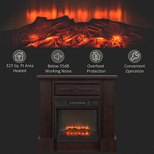 Udorich Enhance Your Space with 32" Electric Fireplace and Mantel, Realistic LED Flame, Remote Control, Efficient Heating, White - Image 3