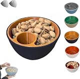 Pistazienschale mit zwei Kammern und Muschelaufbewahrung – 3D-gedruckter Nuss- und Samen-Snack-Organizer, perfekt für Pistazien, Erdnüsse, Edamame und Party-Snacks (schwarz)