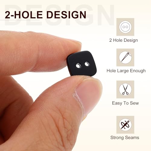 Boutons carrés noirs 11 mm pour réparer facilement une chemise ou une veste
