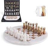 EARTHENTONES Jeu d'échecs en marbre pour Adultes avec boîte de Rangement...