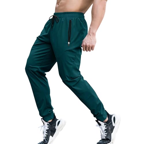 WENKOMG1 Mens Sweatpants, Elastic Bottom Athletic Joggers Running Workout Outdoor Sweatpant with Zipper Pockets, S-2XL