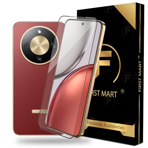 Image of FIRST MART Tempered Glass for Honor X9d, 9H Full-Glue Screen Protector, 3D Edge-to-Edge, HD Clear, Oleophobic, Case-Friendly, Black, Pack of 1
