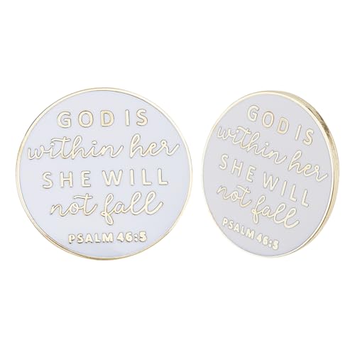 DICOSMETIC 2 Stück Christian Inspiration Reversnadel Gott Ist In Ihr Sie Wird Nicht Fallen 46:5 Religiöse Christliche Emaille Anstecknadeln Bibel Reversnadel Legierung Abzeichen Brosche