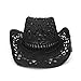 ANLRION chapeau de paille protection solaire pour hommes et femmes bohème vent à larges bords été soleil UV plage voyage western cowboy le noir, 57-58