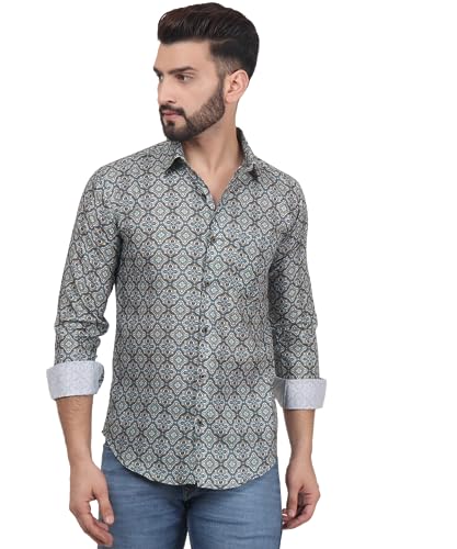 Image of TB Trybuy.in Retro Full Sleeve Casual Linen Printed Shirt for Men