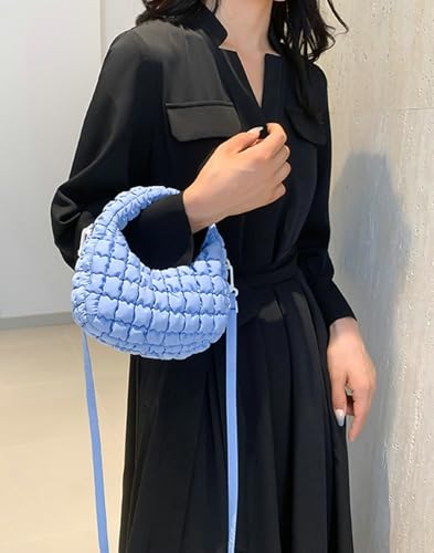 Image of Small Puffer Quilted Shoulder Purse Women 2025 Crossbody Bag Bubble Mini Tote Bag Nylon Handbag Pad Soft Handbag