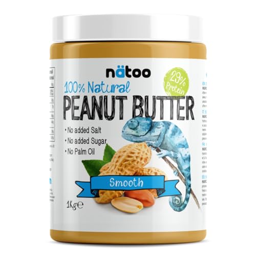 NÄTOO Burro d'arachidi 100% Naturale - 1kg - Peanut Butter Smooth - 100% arachidi tostate di alta qualità - senza zuccheri aggiunti