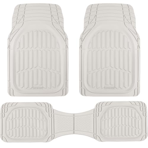 Image of Motor Trend FlexTough LITE Rubber Car Mats Full Set - All Weather White Floor Mats for Trucks, Cars & SUVs - Automotive White Car Floor Mats for Cars Interior Accessories Universal Trim-to-Fit